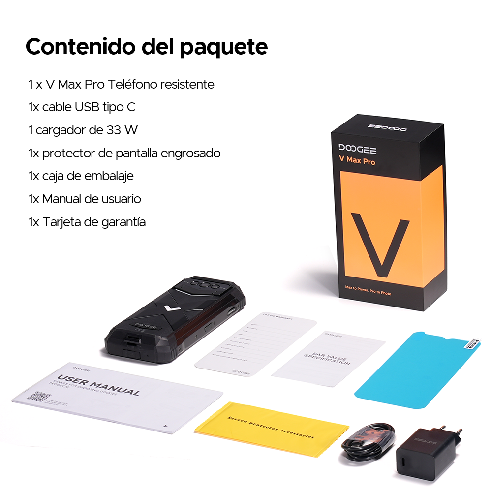 DOOGEE V Max Pro Teléfono resistente 512 GB de memoria grande 22000 mAh Batería grande Android 14